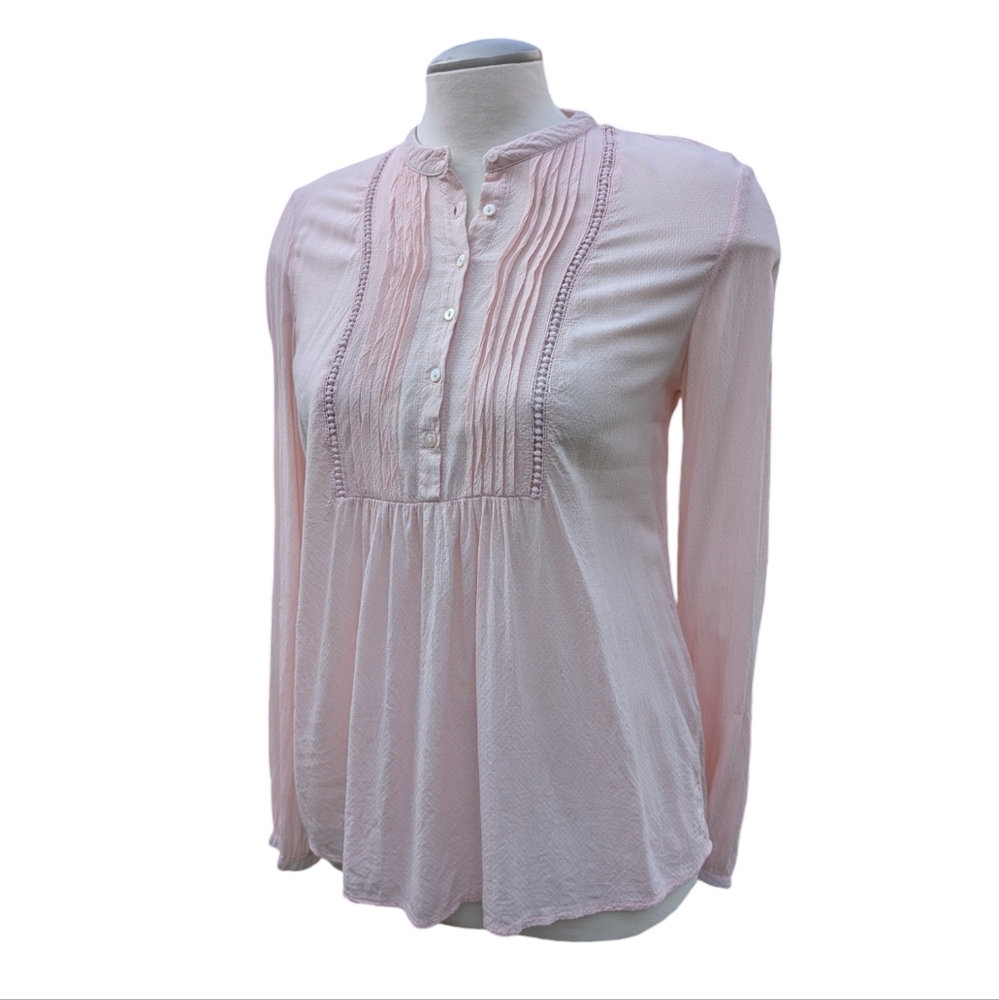Stradavarius Women's Peasant Blouse Size Small Pale Pink Feminine Empire Top